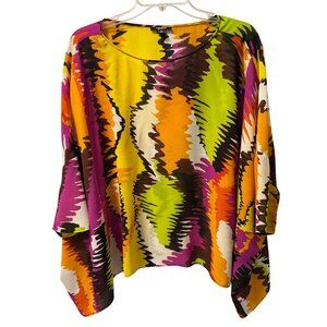 Colorful Abstract Print Tunic Top Sz Medium Premise Studio Polyester Womens Flow